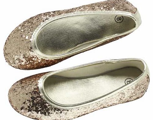 Emma Bunton Gold Glitter Ballerina Shoe - Size 10