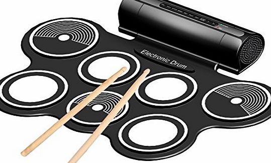 Emperor of Gadgets Portable Electronic Drum Pad Kit with Sticks and Foot Pedals - Complete Silicone Roll-Up Style Electronic Drum Set
