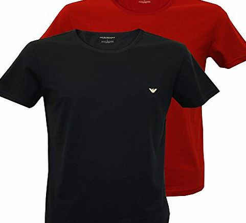 Emporio Armani 2-Pack Jersey Cotton T-Shirts, Red/Navy Small