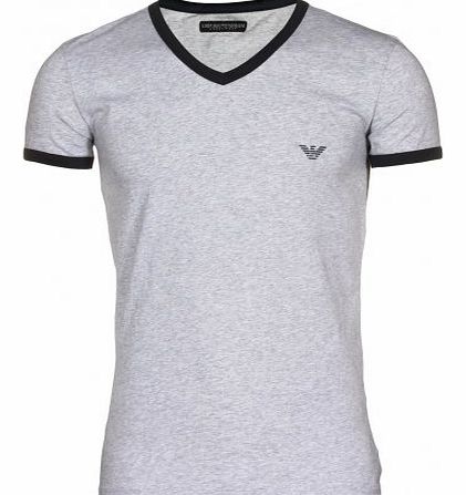 contrast trim vee neck t-shirt Grey L