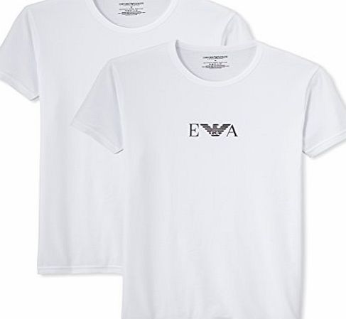 Crew Neck Stretch Cotton Basic 2-Pack T-Shirt, White Si