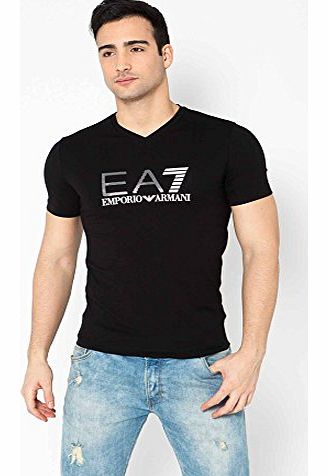 Emporio Armani EA7 273618 V-Neck Black T-Shirt (Large)