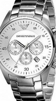 Emporio Armani Gents Stainless Steel Bracelet Chronograph with Silver-Tone Dial