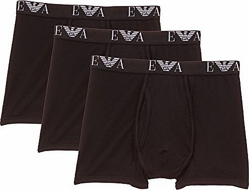 Emporio Armani Intimates Cotton 3 Pack with Fly Mens Trunks Black Large