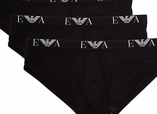 Emporio Armani Intimates Cotton Hip 3 Pack Without Fly Mens Briefs Black Small