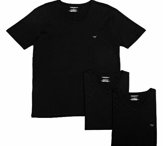 Intimates Cotton V 3 Pack Mens T-Shirt Black Large
