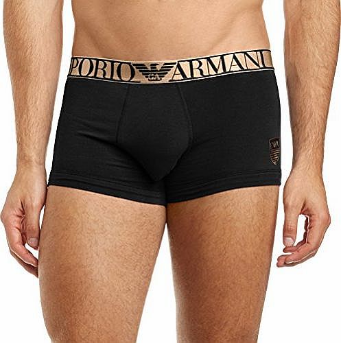 Emporio Armani Intimates Mens X-Mas Stretch Cotton Trunk Boxer Shorts, Black, Large