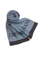Emporio Armani Logo Two-tone Wool Long Scarf