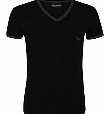 Emporio Armani Mens Contrast V T Shirt Short Sleeves Slim Fit Top Clothing New