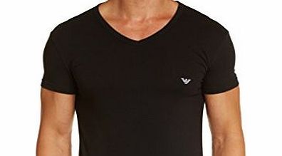 Emporio Armani Mens Knit Plain T-Shirt, Black (Nero), X-Large