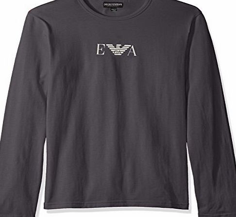 Emporio Armani Mens Longsleeved Logo T-Shirt, Grey, Small