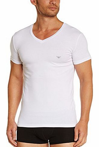 Emporio Armani Mens MENS KNIT T-SHIRT Plain Vest Vest, White (Bianco), Small