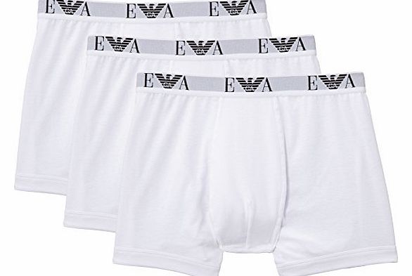 Emporio Armani Mens Plain or unicolor Boxer Shorts - White - Blanc (Bianco) - Large
