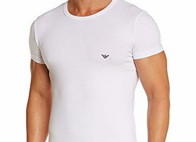 Emporio Armani Mens Plain or unicolor T-Shirt - White - Blanc (Bianco) - Medium