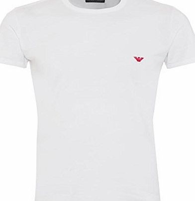 Emporio Armani Mens T-Shirt Small Red Eagle Logo Black Slim Fit Tee White L