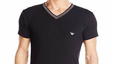 Emporio Armani Underwear Collection V-Neck Stretch T-Shirt 110810 4A516 (Large, Black)