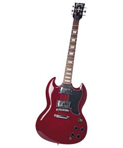 Encore Full Size Double Cutaway Electric Guitar - Cherry Red