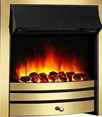 Endeavour Fires and Fireplaces Roxby Inset Electric Fire, Brass Trim and Fret, 220/240Vac 1amp;2kW, Remote control