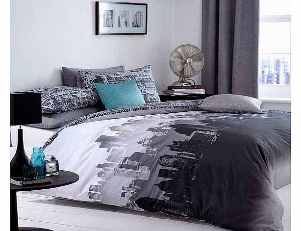 City Scape Skyline King Size Duvet Bed Linen Set