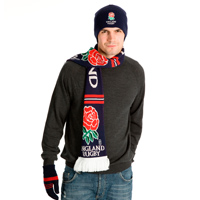 Rugby Hat Scarf and Glove Set - Navy/ Red.