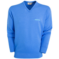 england Rugby Mens V-Neck Lambswool Sweater - Sky.