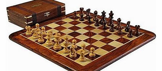 English Chess Company 15 Inch Traditional Deluxe Solid Sheesham Wood Combination Chess Set