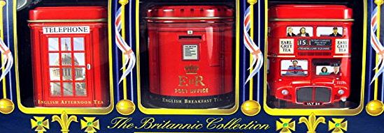 English Teas Britannic Collection, English Tea Gift Pack - Three Traditional English Teas in Miniature Caddies