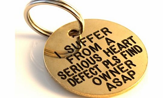 Deeply engraved solid brass 26mm circular pet tag
