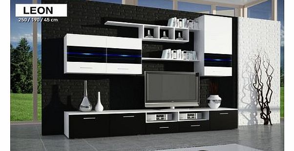 LEON - Black Gloss finish - TV Table - Entertainment Unit - TV stand - Living Room Furniture Set