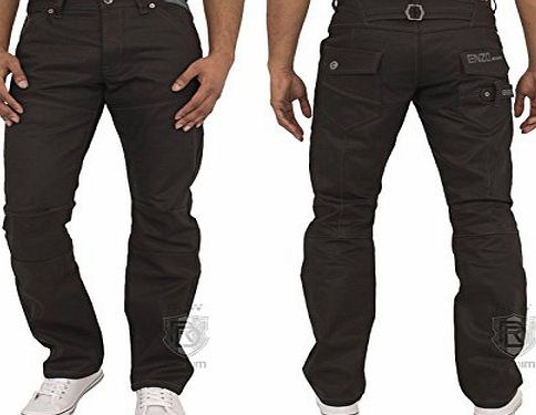 Enzo MENS JEANS ENZO CLASSIC FIT STRAIGHT LEG IN BLACK GREY NAVY COLOURS 28 TO 48 (30R, EZ329 Black)