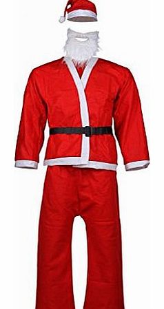 Eozy  Unisex Adults Christmas Clothes Costume Top Pant Belt Veil Hat Suit Red
