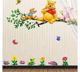 Winnie the Pooh and Tiger Sitting on the Branch (2 pages) Mural Wall Stickers Home Art Deco Wall Decals