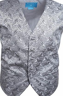 Epoint EGC1B08E-L Silver Patterned Perfect Design Waistcoat Woven Microfiber Birthday Groomsmen Large Vest By Epoint