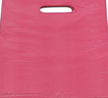 EPOSGEAR Pack of 200 Small Pink Punch Out Handle Plastic Carrier Bags 7.25`` X 10``