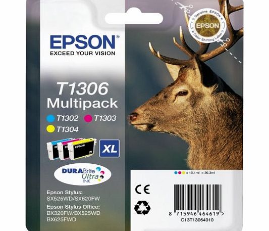 Epson Durabrite T1306 Stag Genuine Multipack Ink Cartridges
