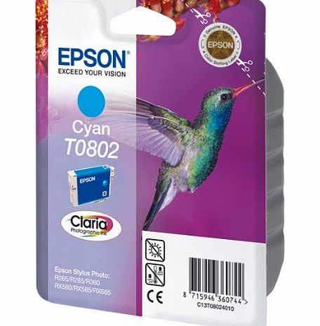 Epson Original T0802 Claria Cyan Ink Cartridge