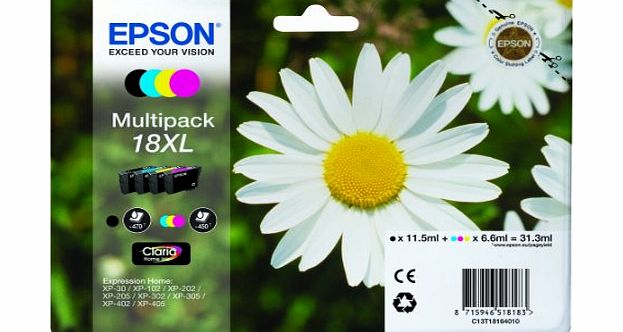 Epson XP30/ 302/ 405 XL Capacity Ink Cartridges - Black/ Cyan/ Magenta/ Yellow (Pack of 4)