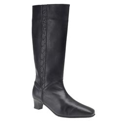 Female Andrea Leather Upper Comfort Calf Knee Boots in Black