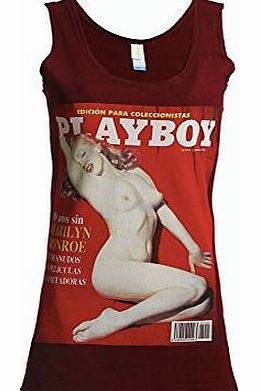 Womens Marilyn Monroe Playboy Cover Tank Top Vest Cardinal Red Medium