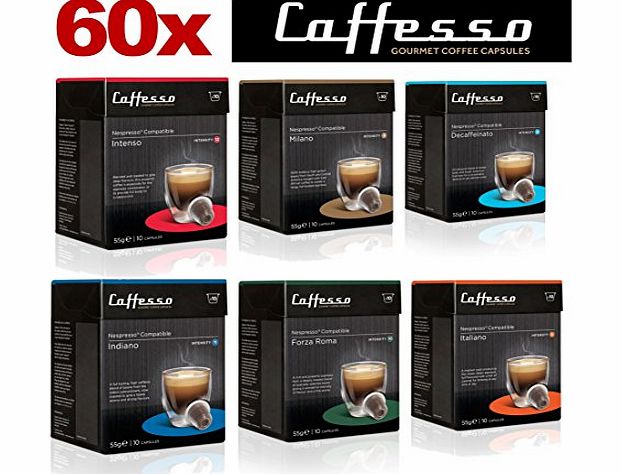 60 x Nespresso Compatible Coffee Capsules / Pods Espresso - 6 Different Blends