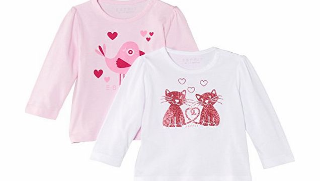 Esprit Baby Girls 0-24m 104EEAN001 Set of 2 Long Sleeve T-Shirt, Pink (Sweet Rose), 12-18 Months (Manufacturer Size:80)