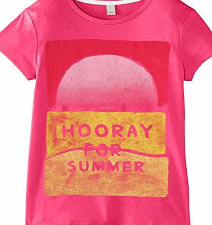 Esprit  Girls Hooray T-Shirt, Glowing Pink, 9 Years (Manufacturer Size:X-Small)