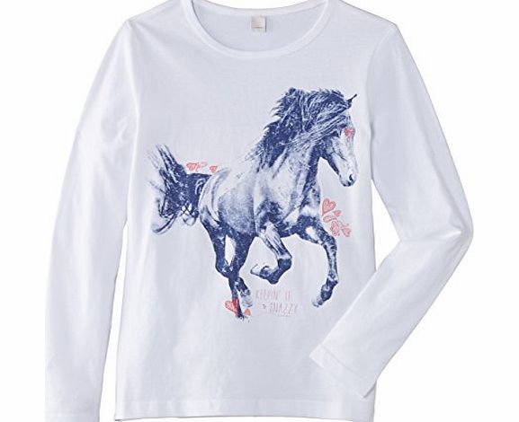 Esprit  Girls Horse T-Shirt, White, 12 Years (Manufacturer Size:Medium)