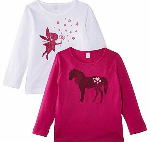 Girls 104EE7N001 Set of 2 T-Shirt, Berry Pink, 6 Years (Manufacturer Size:116+)