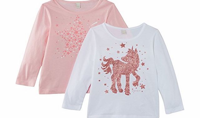 Esprit Girls 114EE7N001 Set of 2 T-Shirt, Pink (Sunny Rose), 6 Years (Manufacturer Size:116 )