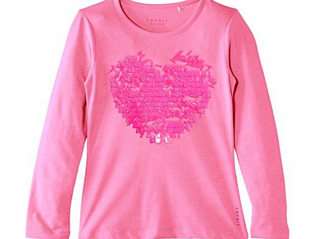 Esprit Girls Heart T-Shirt, Mallow Pink, 6 Years (Manufacturer Size:116 )
