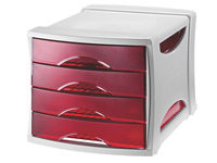 ESSELTE Intego red four drawer cabinet supplied