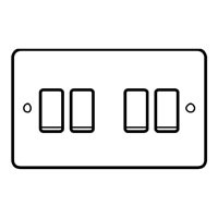 Essential Metals Chrome Quad Light Switch 2 Way 10A with Black Inserts