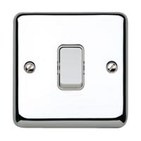 Metals MK Chroma Single Light Switch 2 Way 10A with White Insert 22x88x88mm