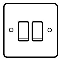 Essential Metals Satin Chrome Effect Double Light Switch 2 Way 10A with Black Inserts